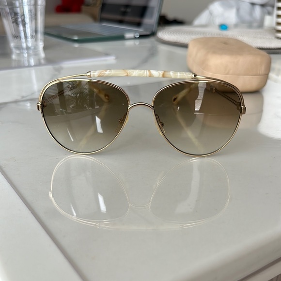 Chloe Gold Aviator Sunglasses Gradient Lenses - Picture 4 of 9